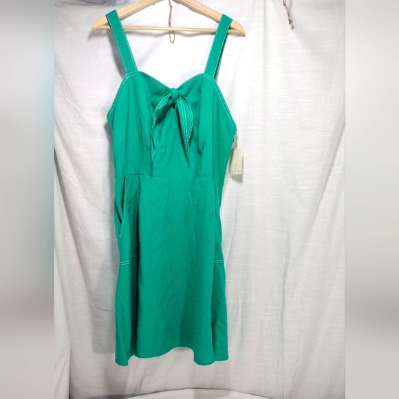 A New Day Green Sleeveless Sailor Bow A-Line Midi Dress - Picture 6 of 16